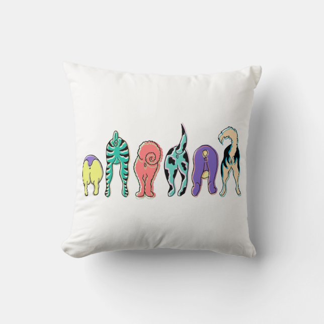 Colourful Dog Butts Cushion (Front)