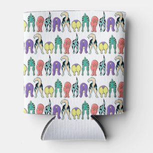 Colourful Dog Butts Pattern Can Cooler
