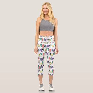 Colourful Dog Butts Pattern Capri Leggings