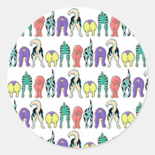 Colourful Dog Butts Pattern Classic Round Sticker