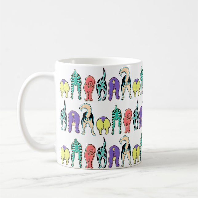 Colourful Dog Butts Pattern Coffee Mug (Left)