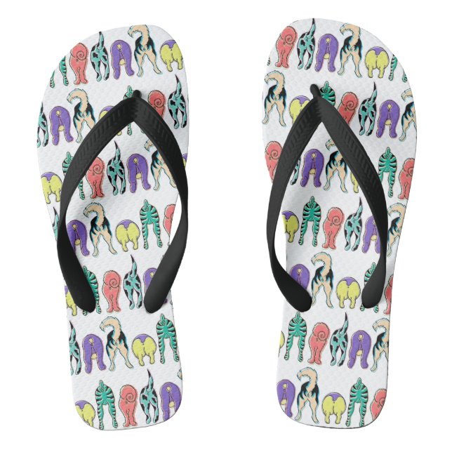 Colourful Dog Butts Pattern Jandals (Footbed)
