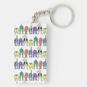 Colourful Dog Butts Pattern Key Ring