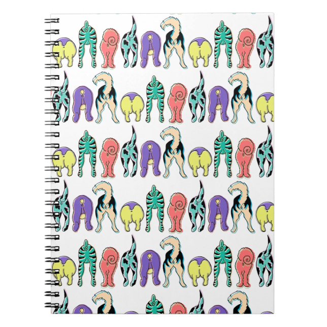 Colourful Dog Butts Pattern Notebook (Front)