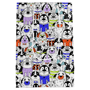 Colourful Dog Crowd Pattern Medium Gift Bag