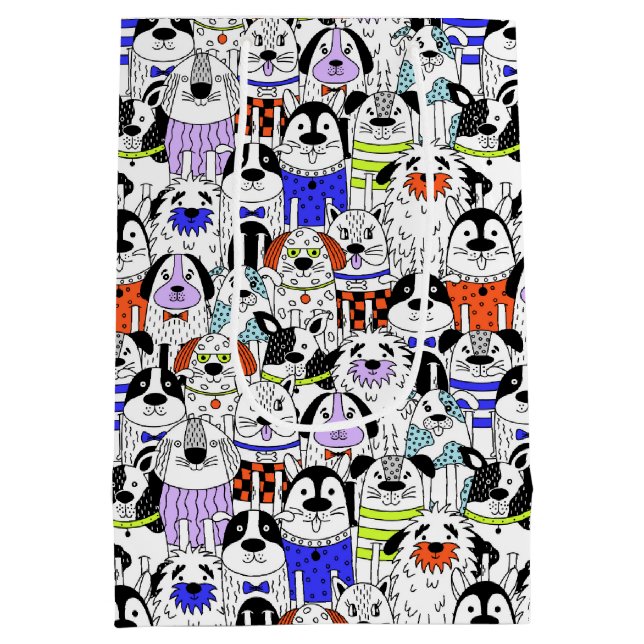 Colourful Dog Crowd Pattern Medium Gift Bag (Back)