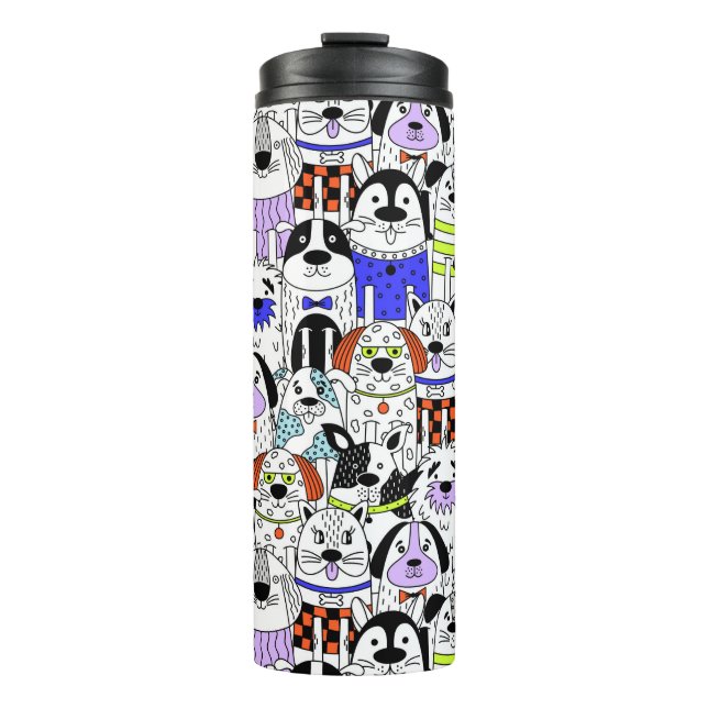 Colourful Dog Crowd Pattern Medium Gift Bag Thermal Tumbler (Front)