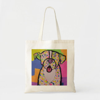 Colourful dog design on white Tote bag