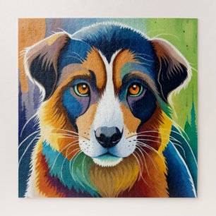 Colourful dog face close up  jigsaw puzzle