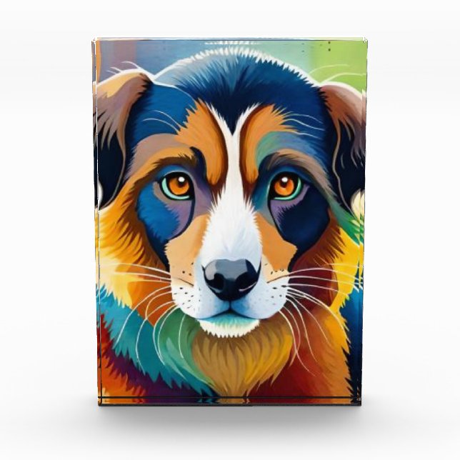 Colourful dog face close up  photo block (Front)