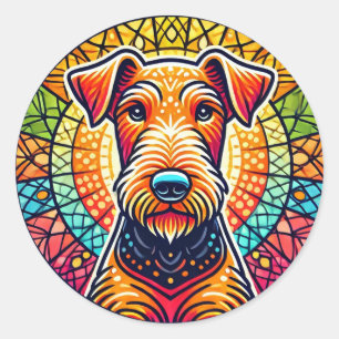 Colourful dog Illustration Classic Round Sticker