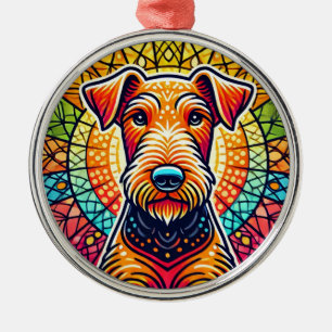 Colourful dog Illustration Metal Tree Decoration