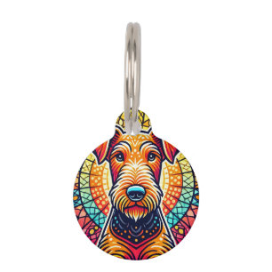 Colourful dog Illustration Pet Tag