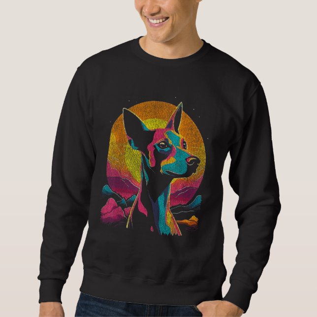 Colourful Dog Illustration Retro Sunset Sweatshirt (Front)