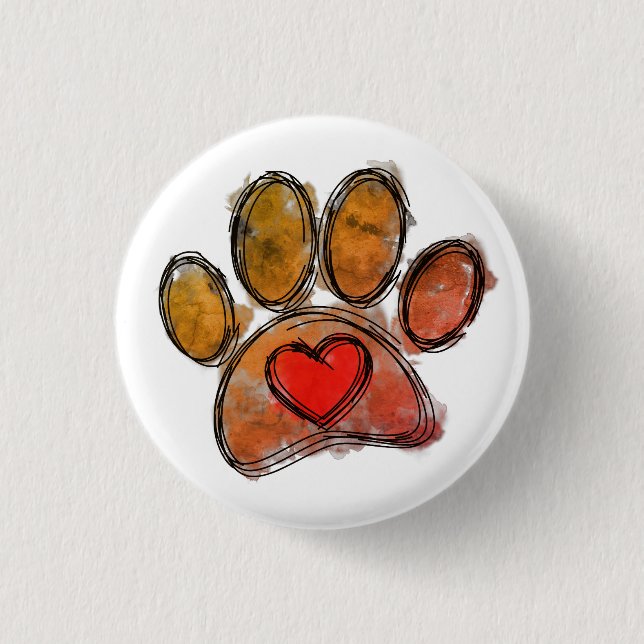 Colourful Dog Lover Drawing Watercolor 3 Cm Round Badge (Front)