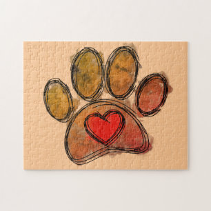 Colourful Dog Lover Drawing Watercolor Jigsaw Puzzle