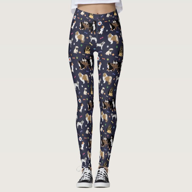 Colourful Dog Pattern Leggings (Front)