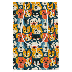Colourful Dog Pattern Medium Gift Bag