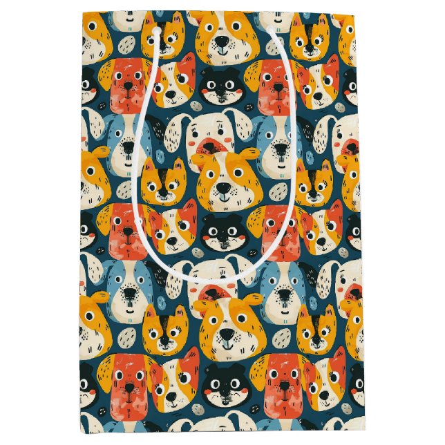 Colourful Dog Pattern Medium Gift Bag (Front)