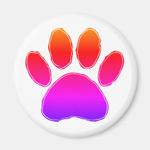 Colourful Dog Paw Drawing Magnet