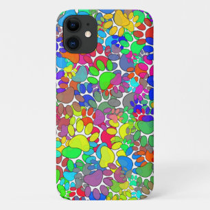Colourful Dog Paw Print Pattern Case-Mate iPhone Case