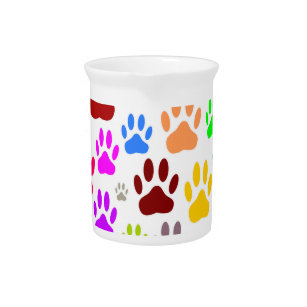 Colourful Dog Paw Prints All Over Pitcher