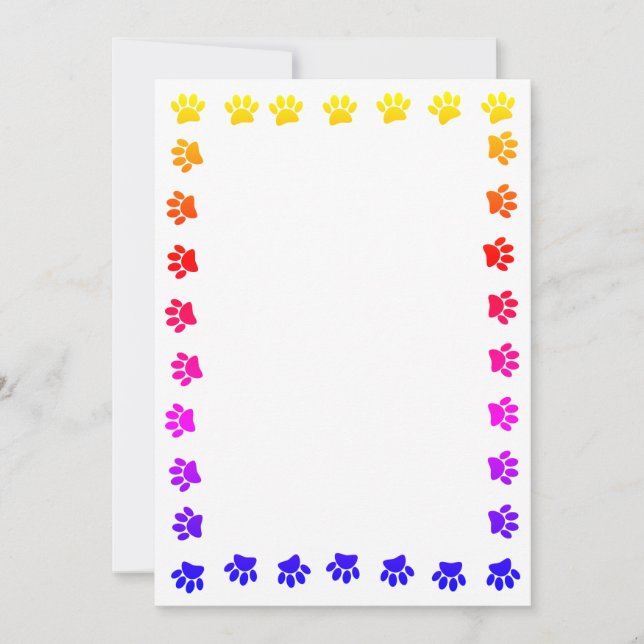 Colourful Dog Paw Prints Base For Invitation (Front)