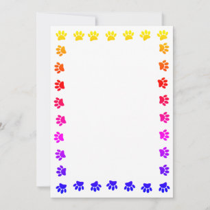 Colourful Dog Paw Prints Base For Invitation