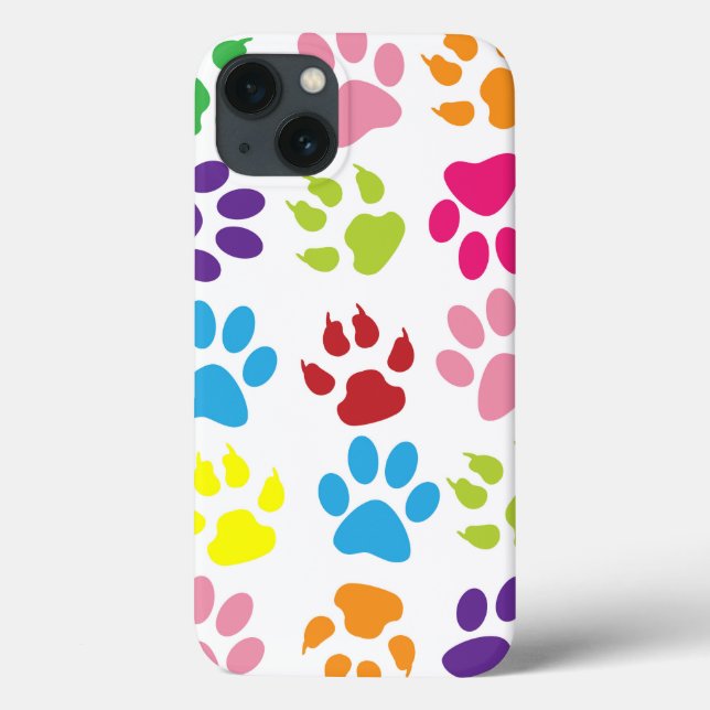 Colourful Dog Paw Prints Case-Mate iPhone Case (Back)