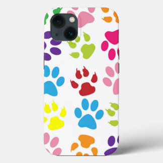 Colourful Dog Paw Prints iPhone 13 Case