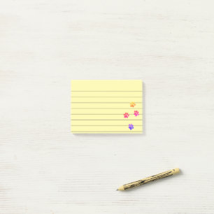 Colourful Dog Paw Tracks Lined 4x3 Post-it Notes