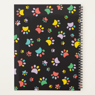 Colourful dog paws pattern planner