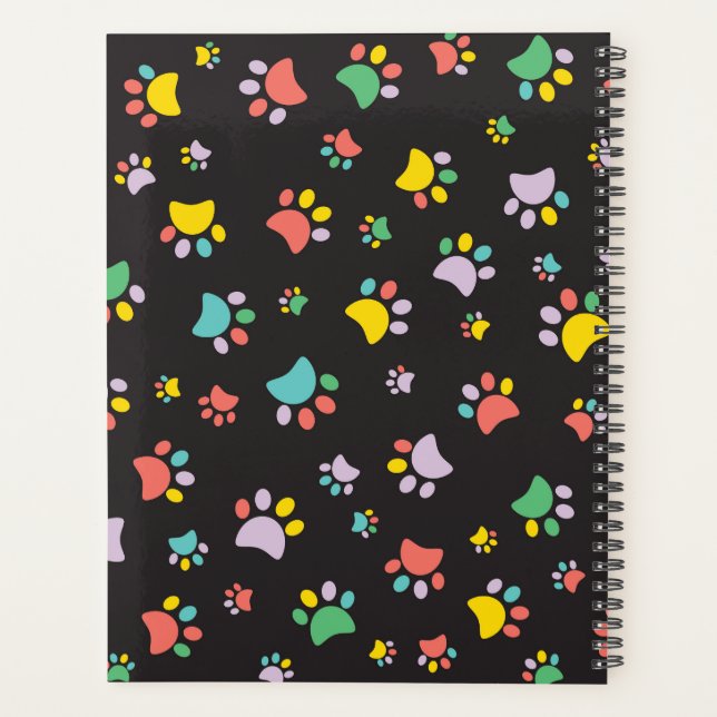 Colourful dog paws pattern planner (Back)