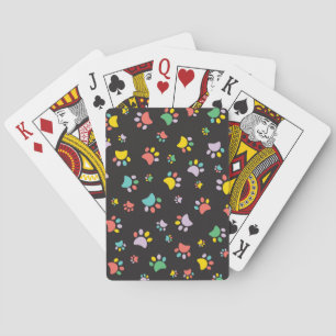 Colourful dog paws pattern playing cards