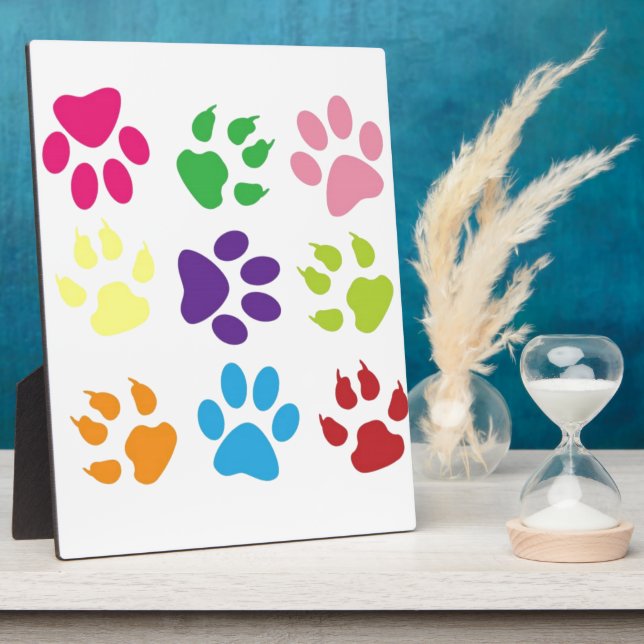 Colourful Dog Paws Plaque (Side)