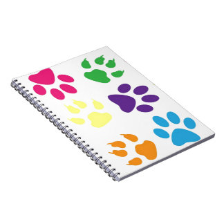 Colourful Dog Paws Spiral Notebook
