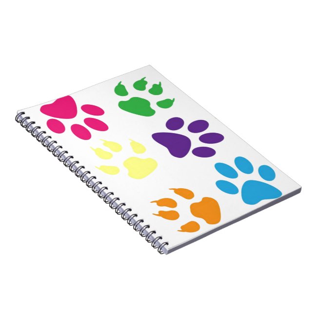 Colourful Dog Paws Spiral Notebook (Right Side)