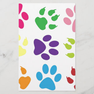Colourful Dog Paws Stationery
