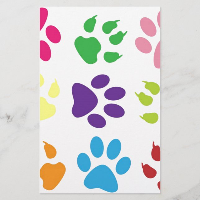Colourful Dog Paws Stationery (Front)