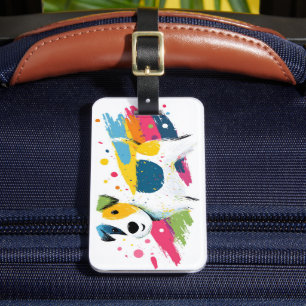 Colourful Dog Pop Art Splash Illustration Luggage Tag