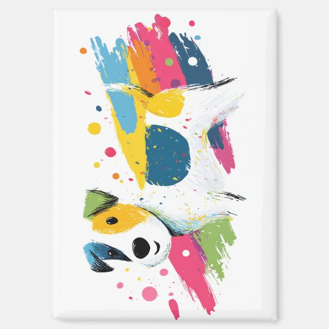 Colourful Dog Pop Art Splash Illustration Magnet (Front)