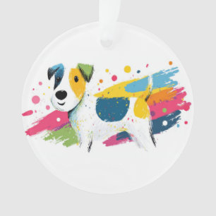 Colourful Dog Pop Art Splash Illustration Ornament