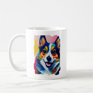 Colourful Dog Portrait - Corgi Painting Coffee Mug