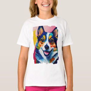 Colourful Dog Portrait - Corgi Painting T-Shirt