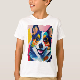 Colourful Dog Portrait - Corgi Painting T-Shirt