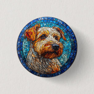 Colourful Dog Stained Glass Portrait 3 Cm Round Badge