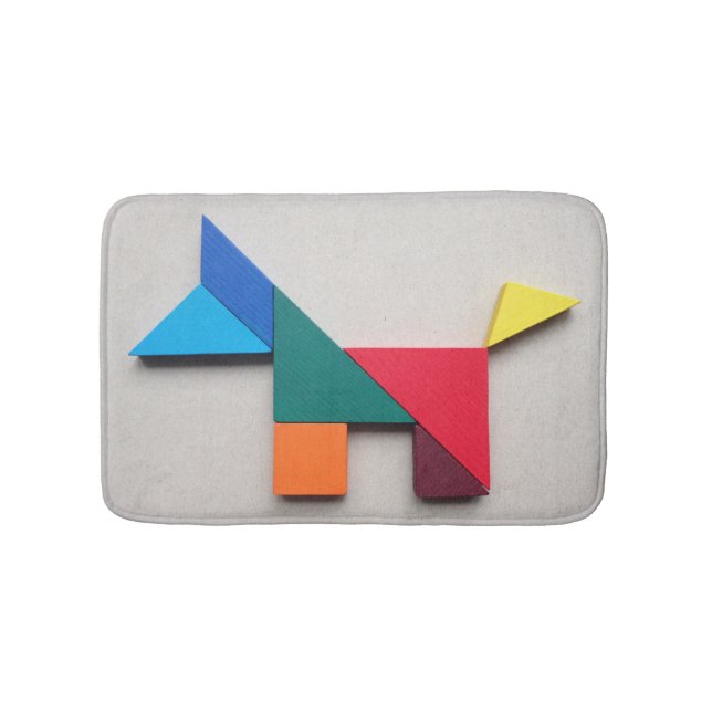 Colourful dog Tangram Bath Mat (Front)