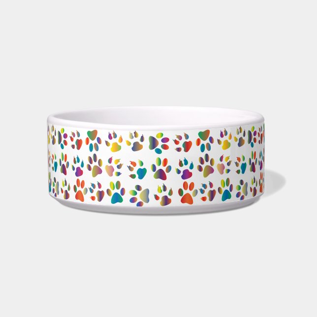 Colourful Doggie Paws Bowl (Front)