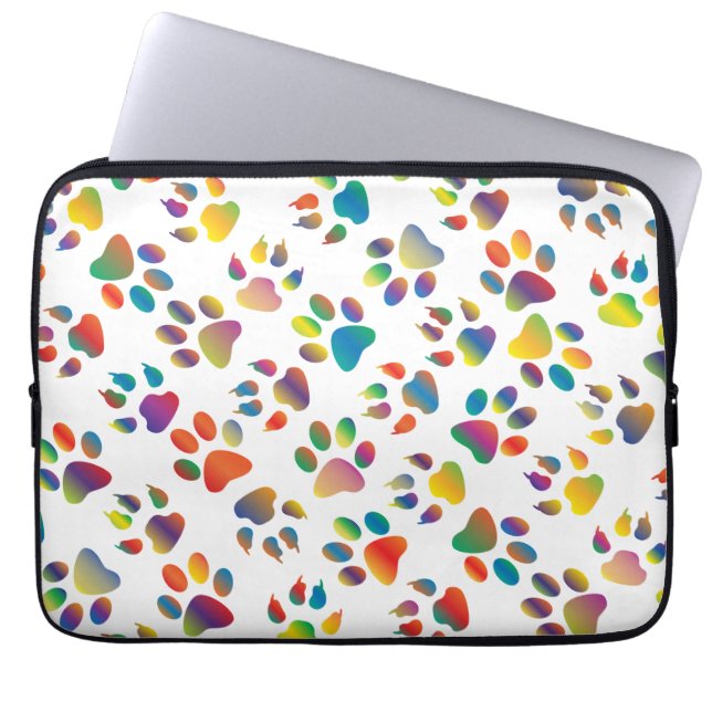 Colourful Doggie Paws laptop sleeve (Front)