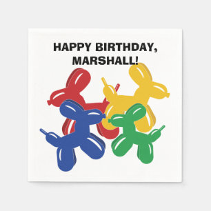 Colourful Dogs Balloon Animal Birthday Party Napkin